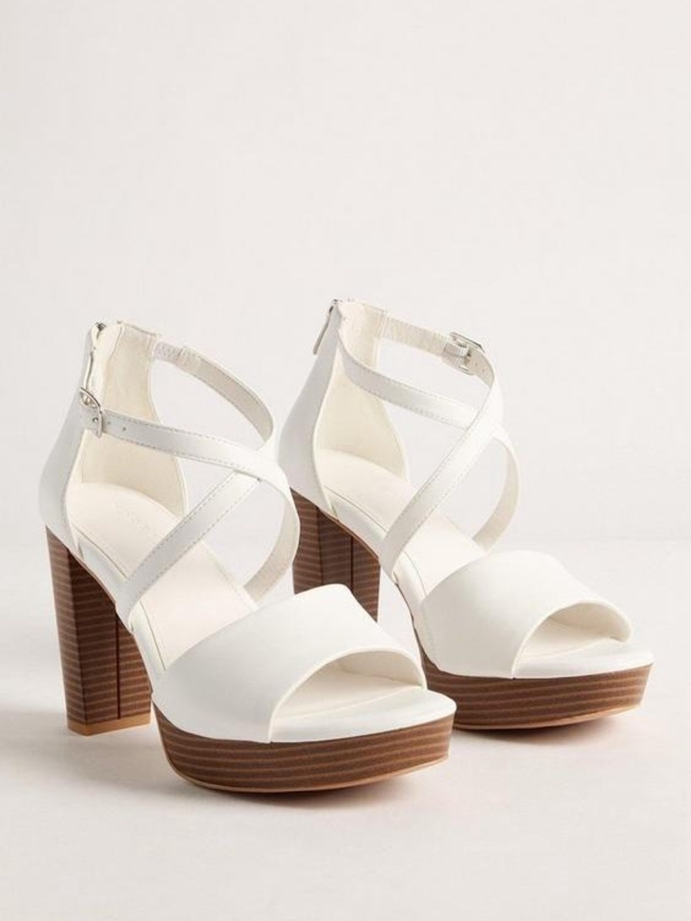Torrid White Strappy Platform Block Heel Sandals 6.5WW